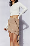 Janice Asymmetric Skirt With Ruffles - Butterfly Print