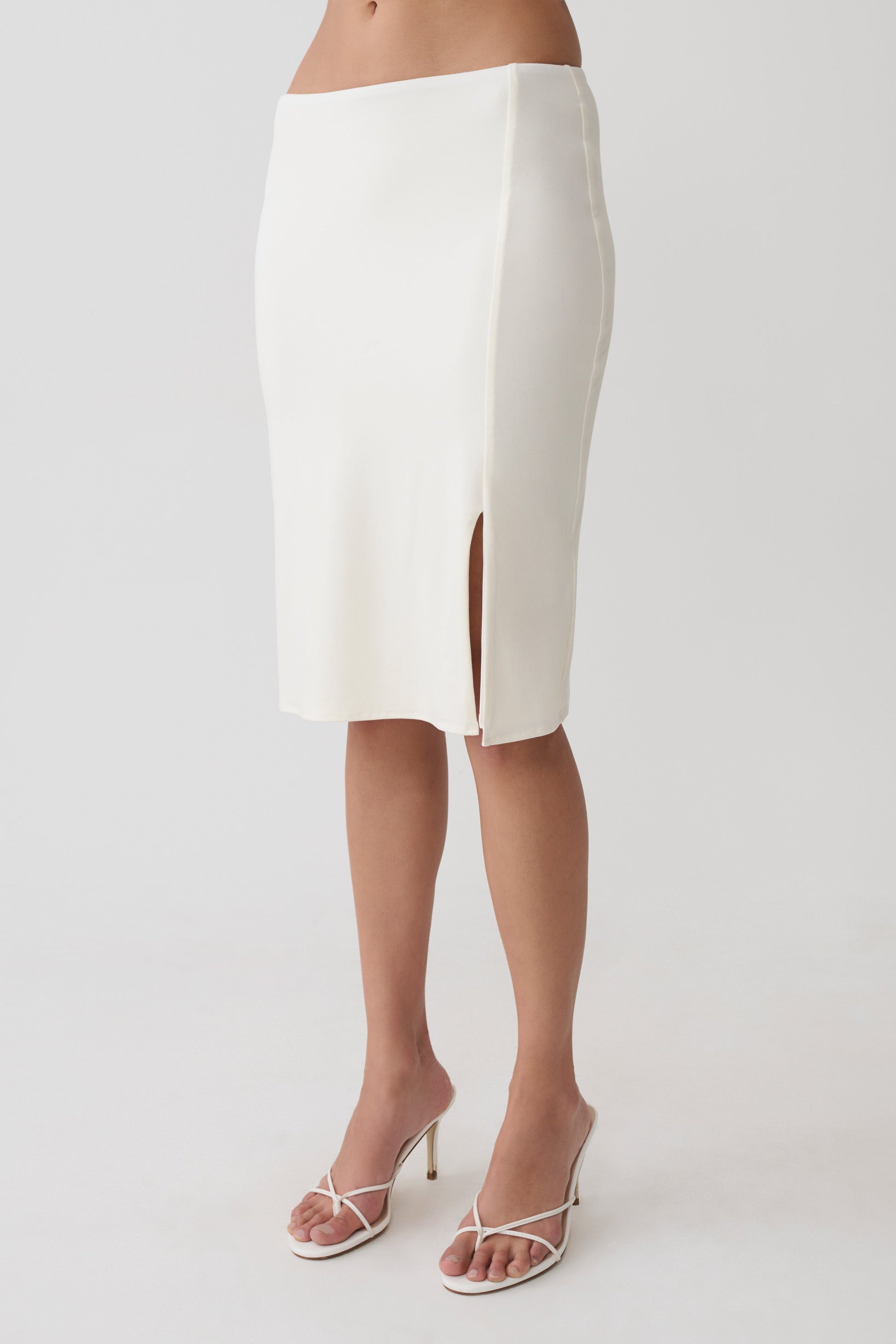 Elio Peached Jersey Midi Skirt - Ivory #6