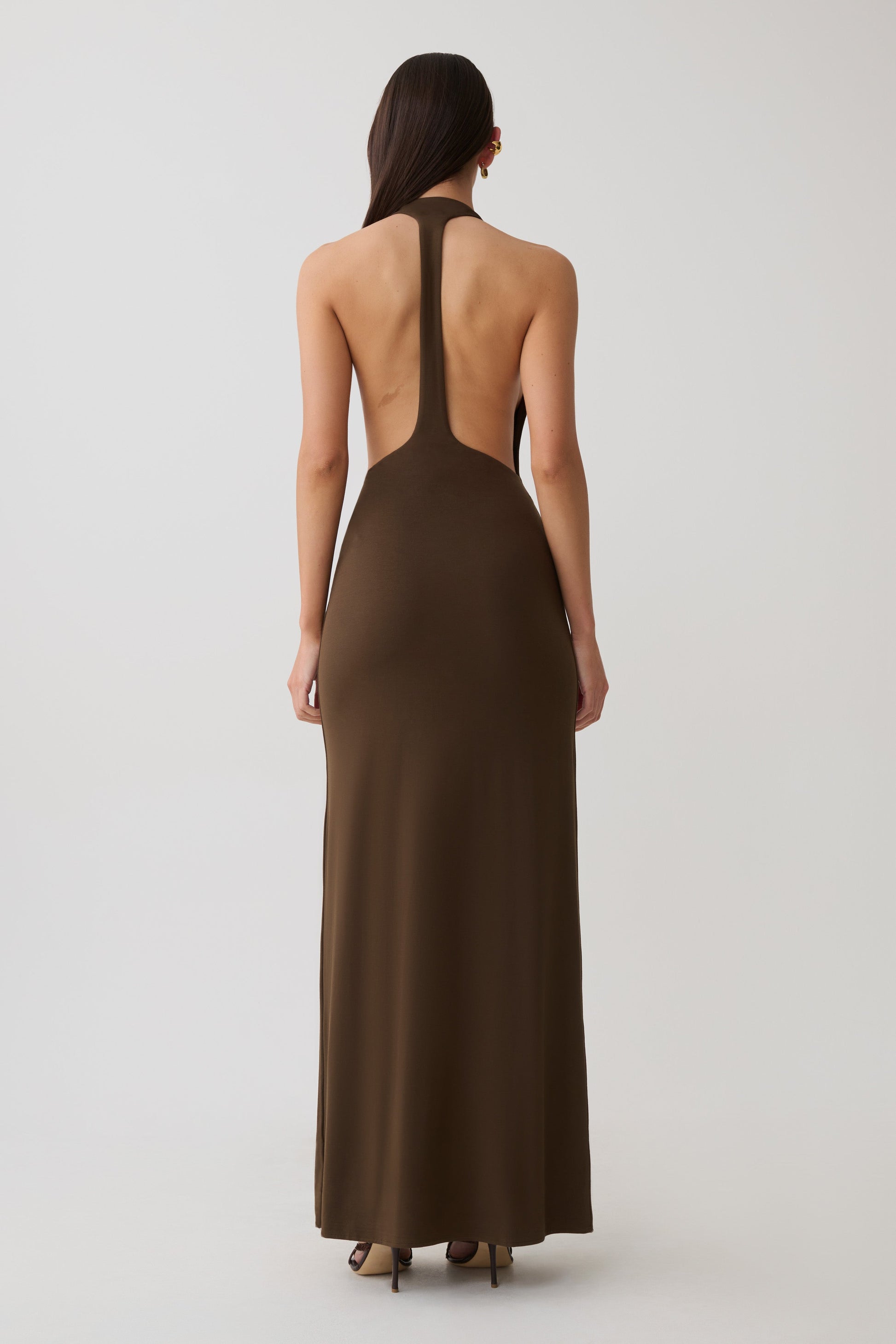 Halley Back T-Strap Maxi Dress - Chocolate #2