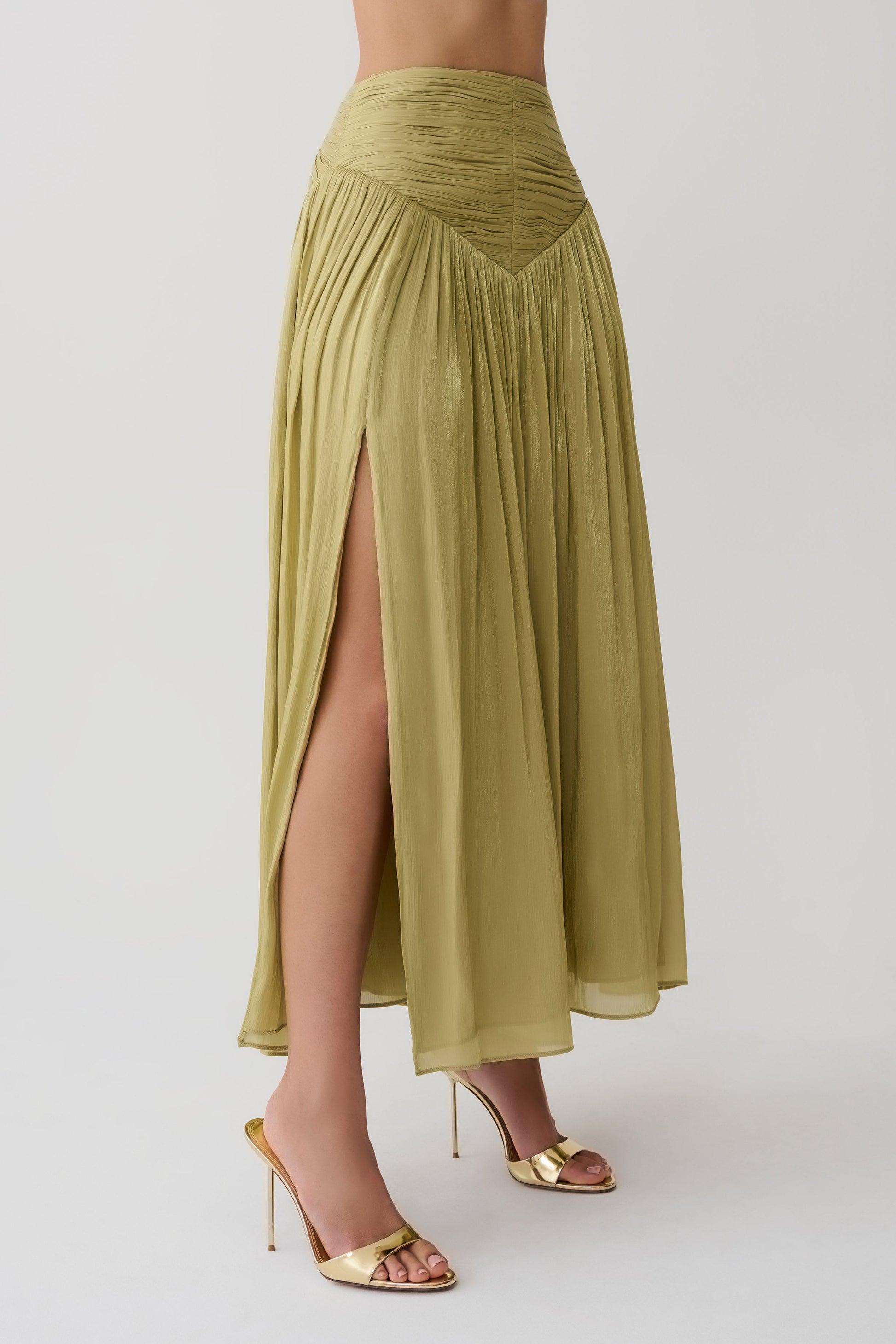 Makena Gathered Midi Skirt - Green #5