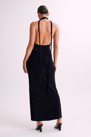 Koko Knit Maxi Dress With Split - Black