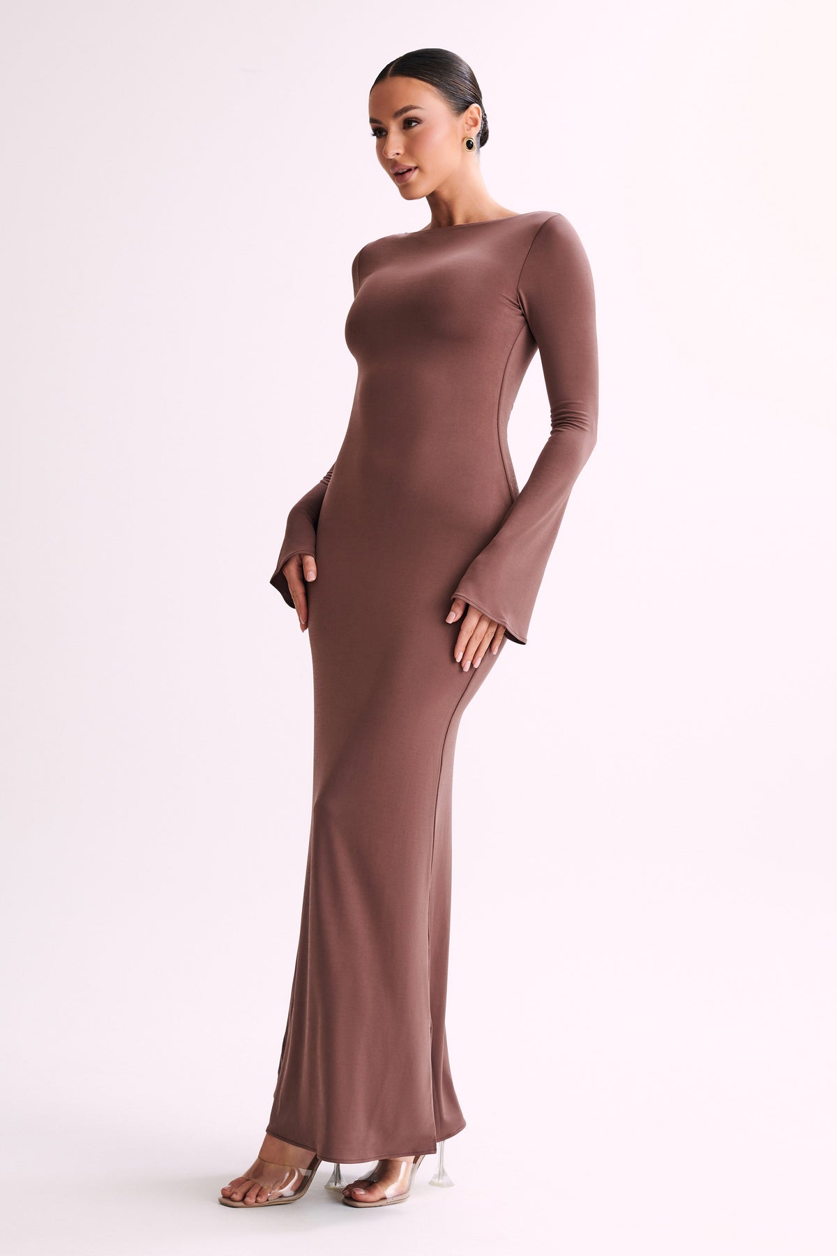 Tarna Slinky Fishtail Maxi Dress - Mocha #6