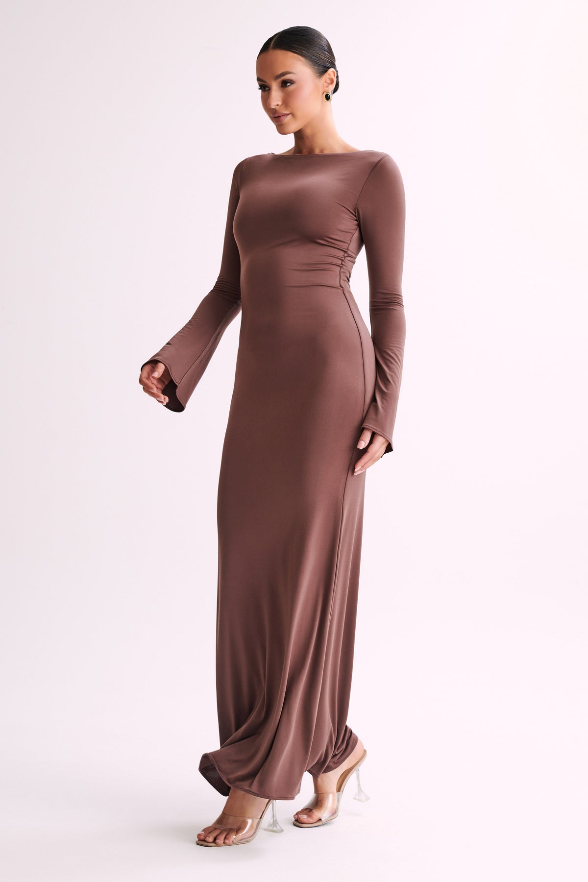 Tarna Slinky Fishtail Maxi Dress - Mocha #4