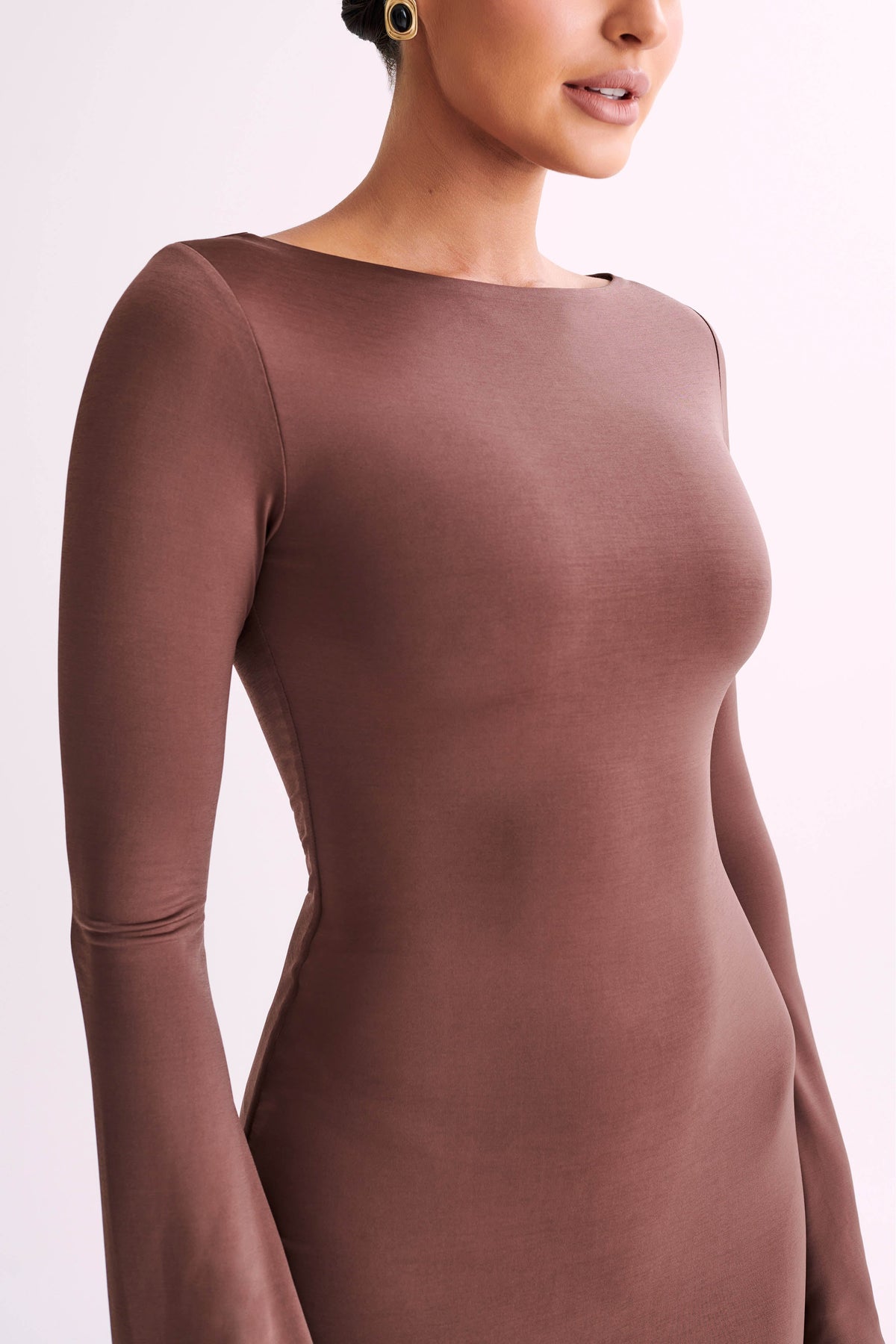 Tarna Slinky Fishtail Maxi Dress - Mocha #3