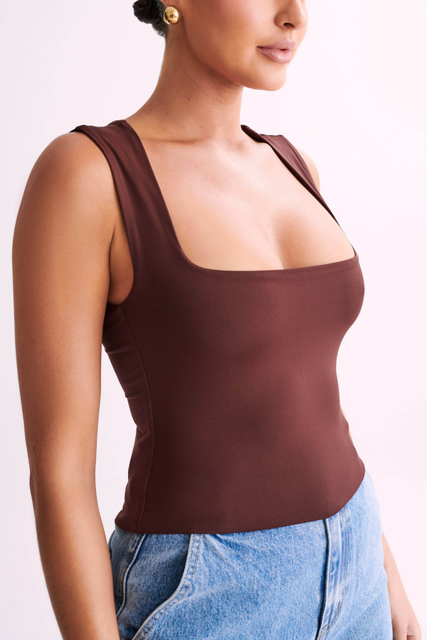 Linley Recycled Nylon Long Line Top - Chocolate