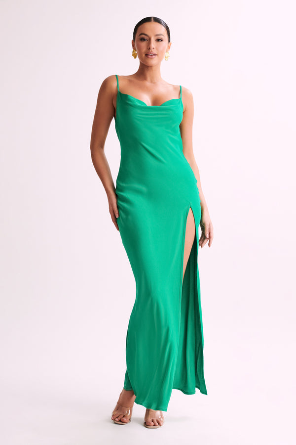 Jade Cowl Neck Backless Maxi Dress - Green - MESHKI U.S