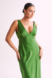 Nadia Maxi Satin Dress With Back Cowl - Emerald