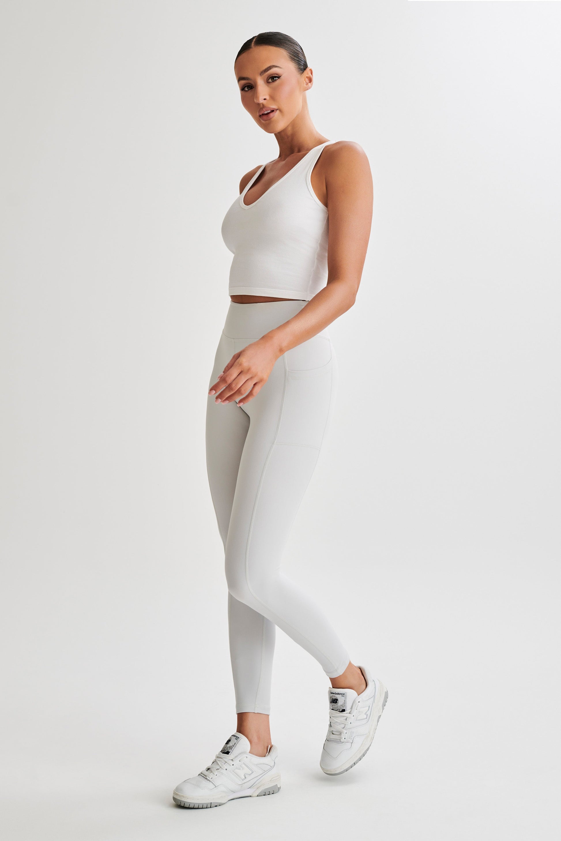 Briar V Back Leggings With Pockets - Ice Grey #4