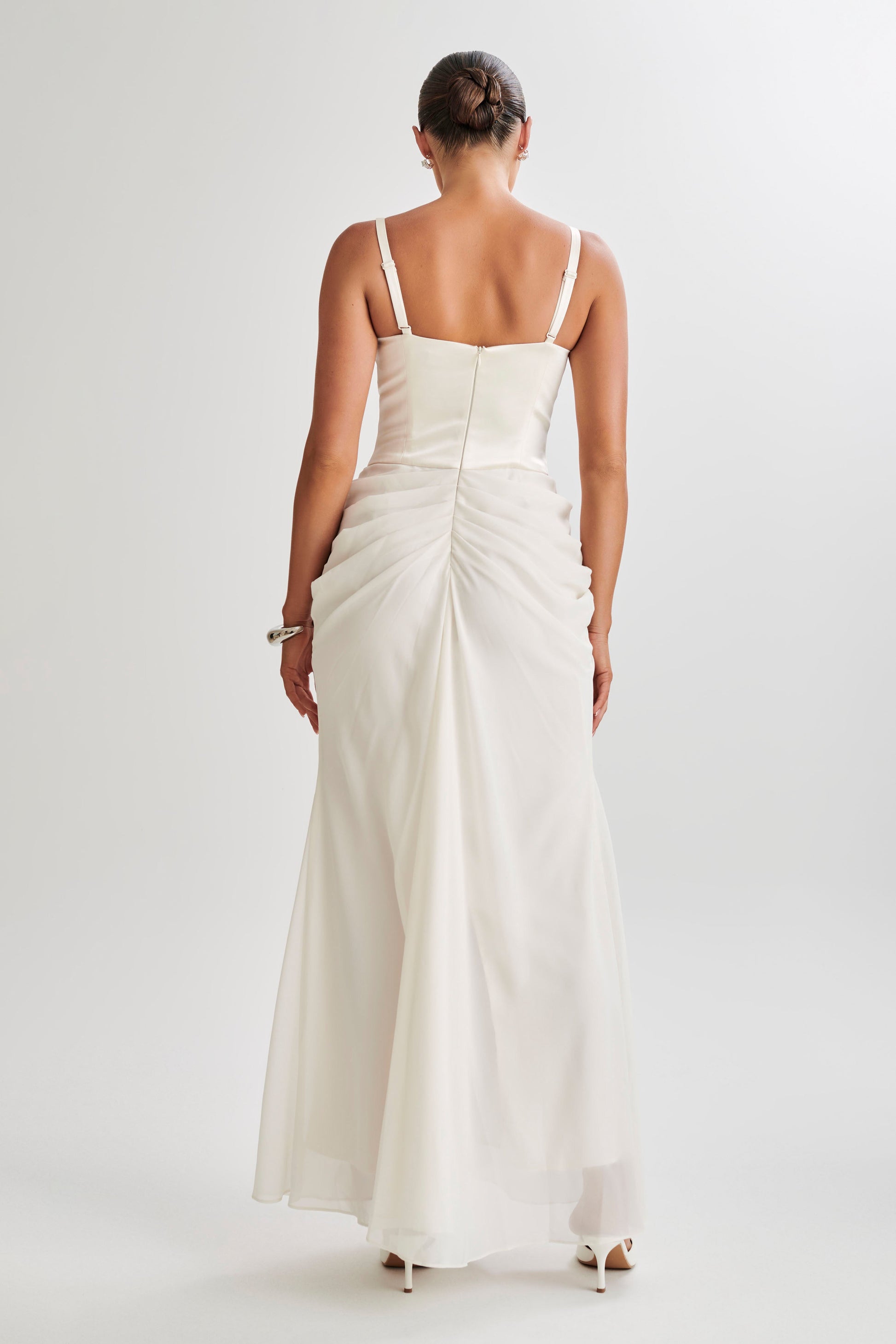 Leila Satin Corset Maxi Dress - Ivory | MESHKI US Leila Satin Corset Maxi Dress - Ivory | MESHKI US