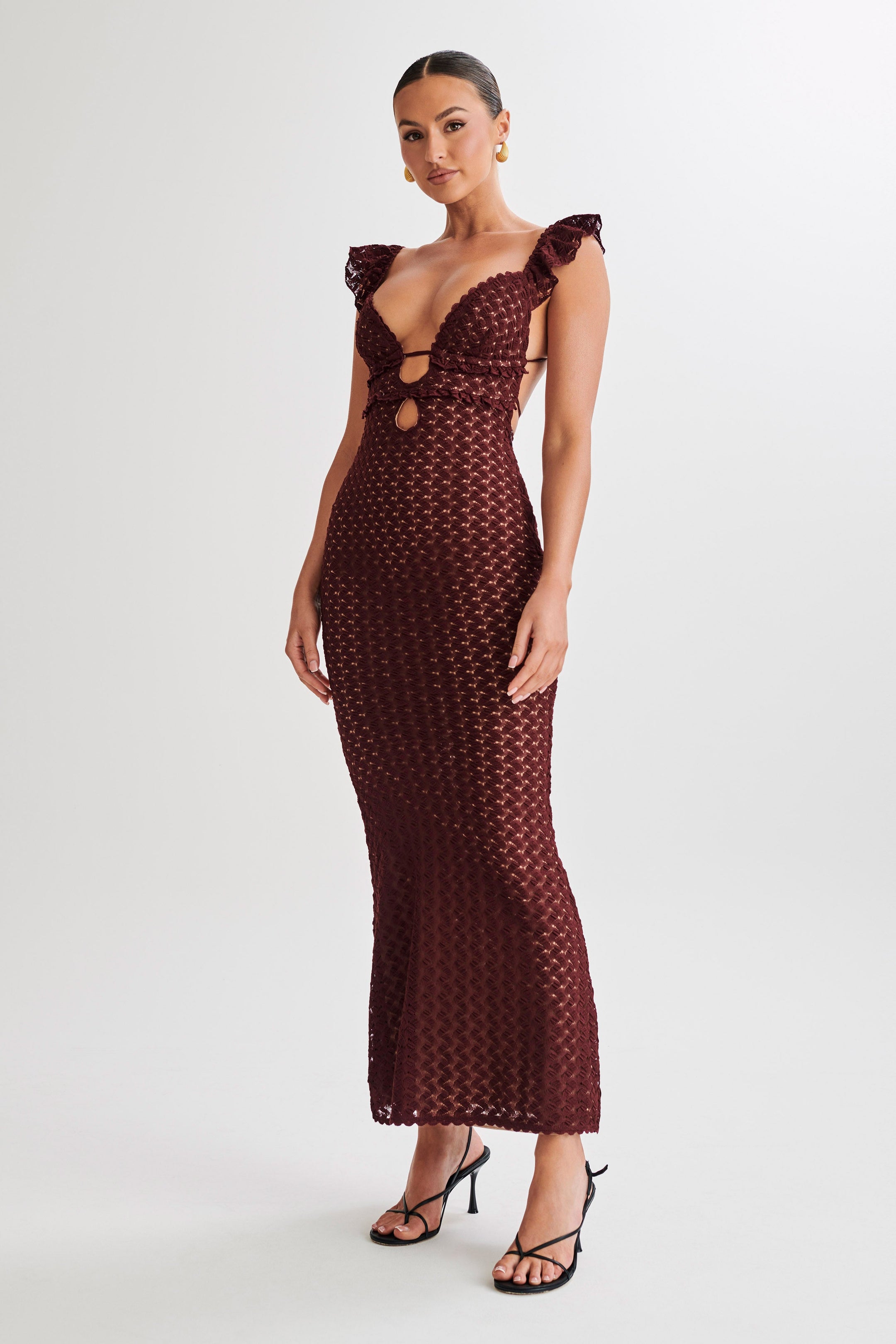 Ezra Lace Maxi Dress Plum MESHKI U.S
