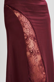Luella Satin Lace Maxi Skirt - Plum