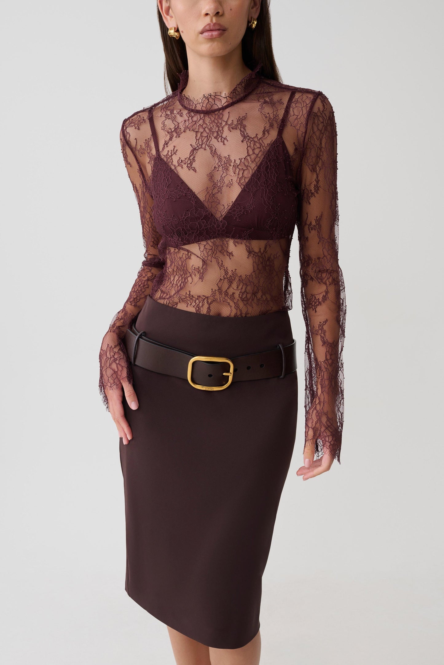 Brooke Suiting Midi Skirt - Burgundy