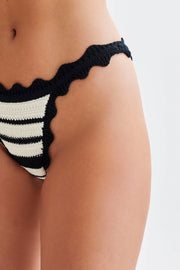 Amanda Stripe Bikini Bottom - Black/White