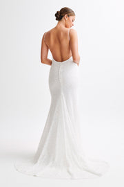 Catalina Pearl Beaded Wedding Gown - White