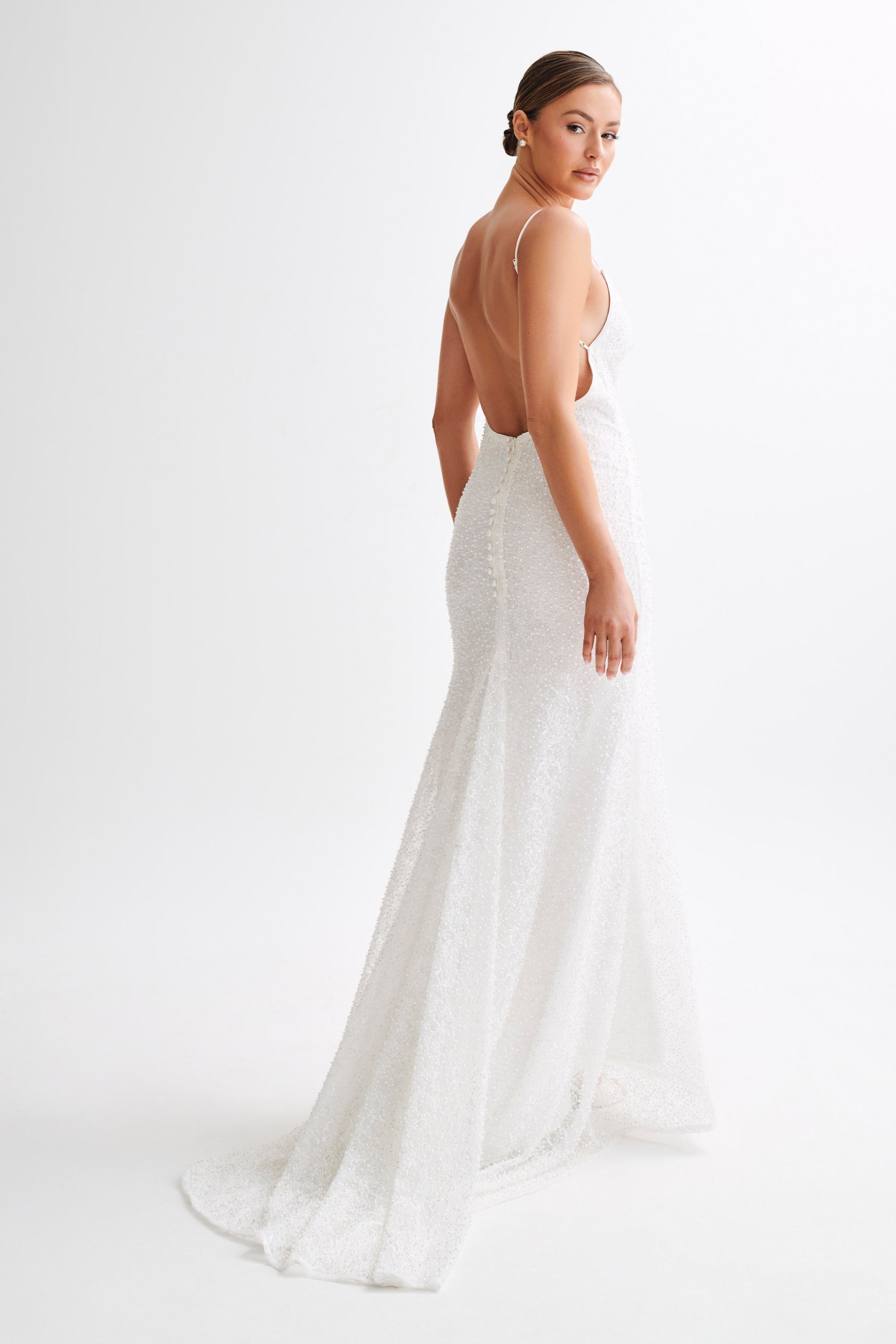 Catalina Pearl Beaded Wedding Gown - White #6