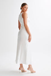 Meghan Short Sleeve Satin Maxi Dress - Ivory
