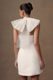 Maryam Tulle Bow Mini Dress - White