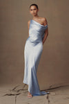 Yvette Slip Maxi Dress With Asymmetrical Hem - Navy