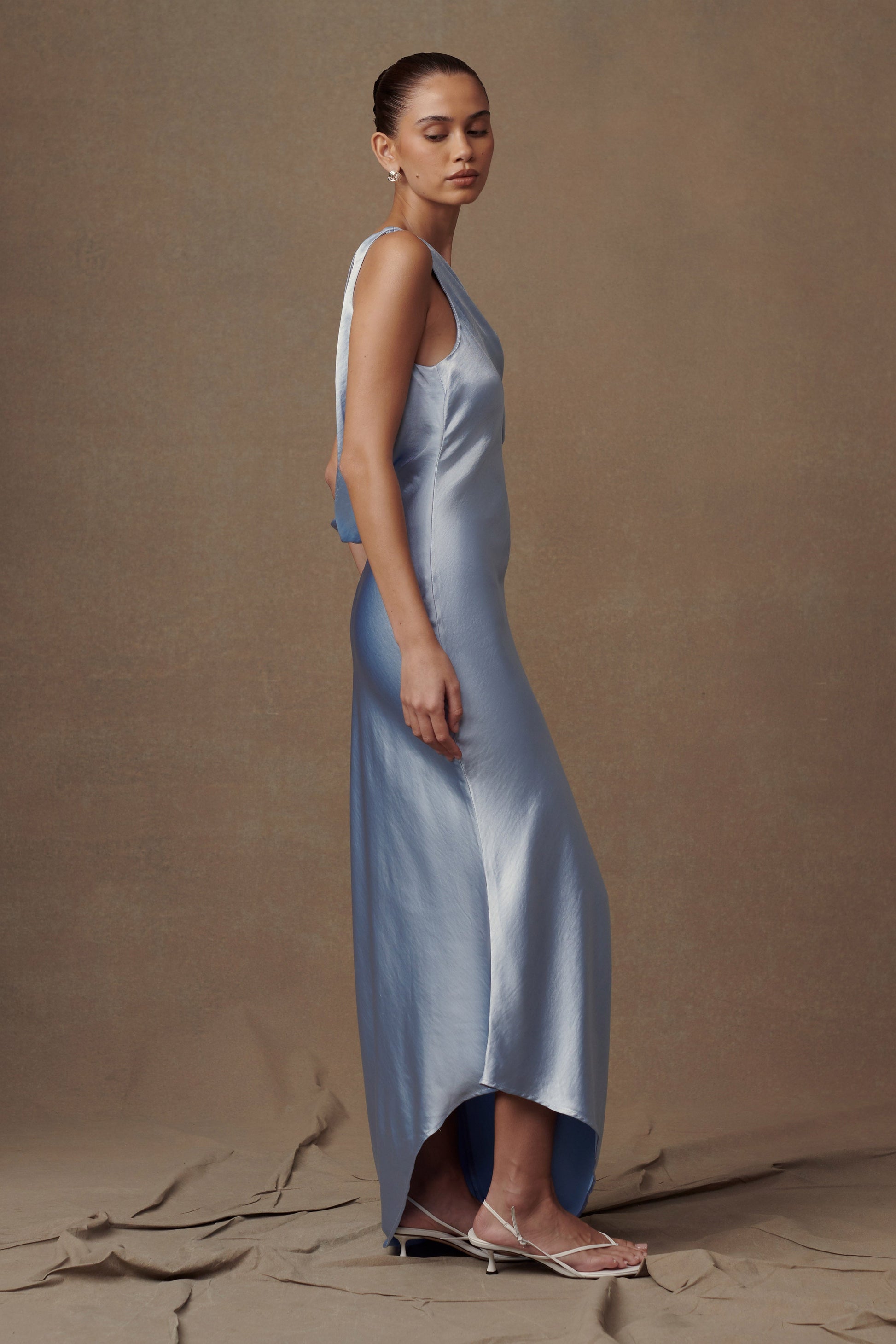 Yvette Slip Maxi Dress With Asymmetrical Hem