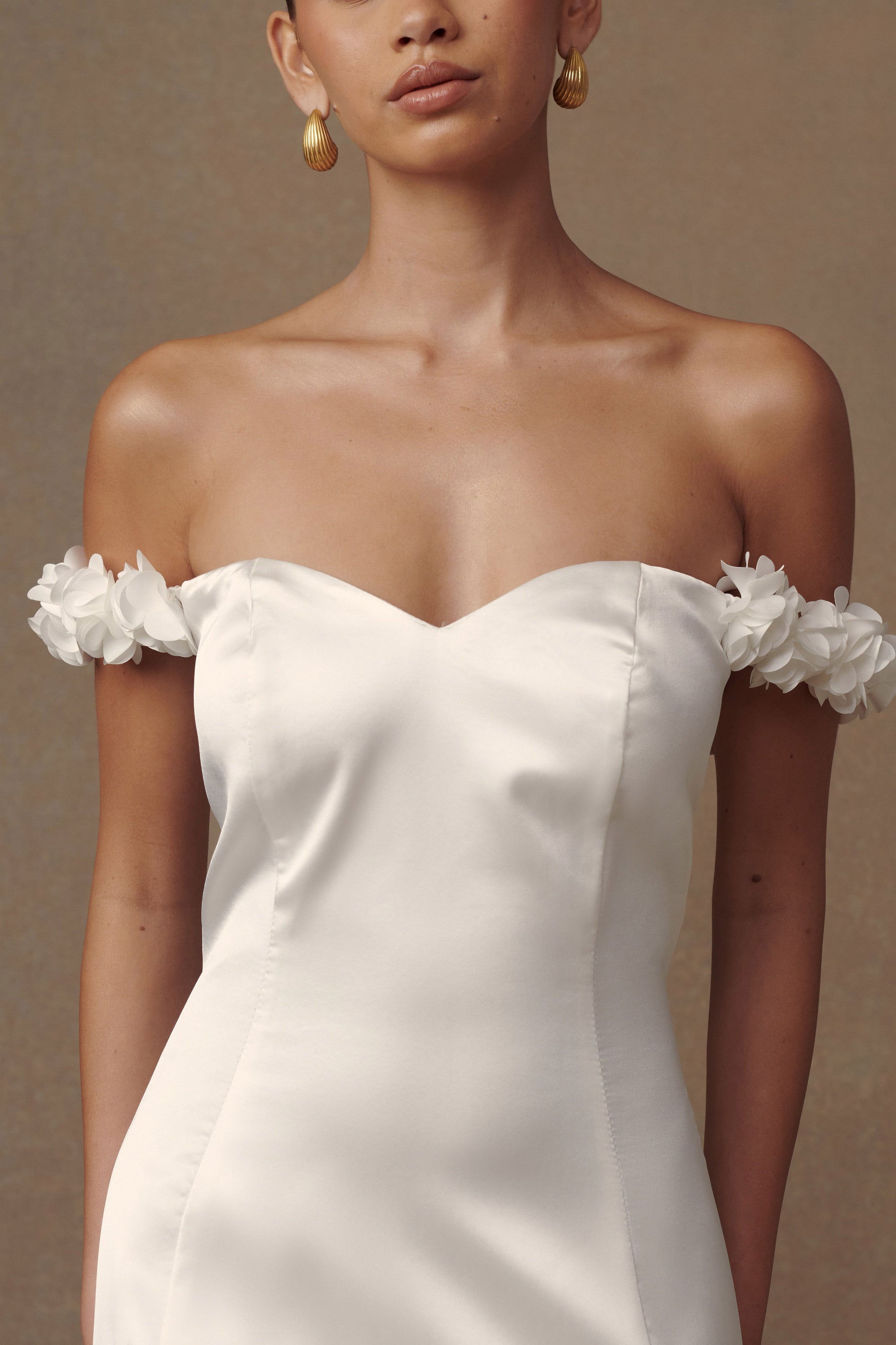 Karrie Satin Rose Mini Dress - White #8