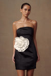 Bernadette Strapless Rose Mini Dress - White