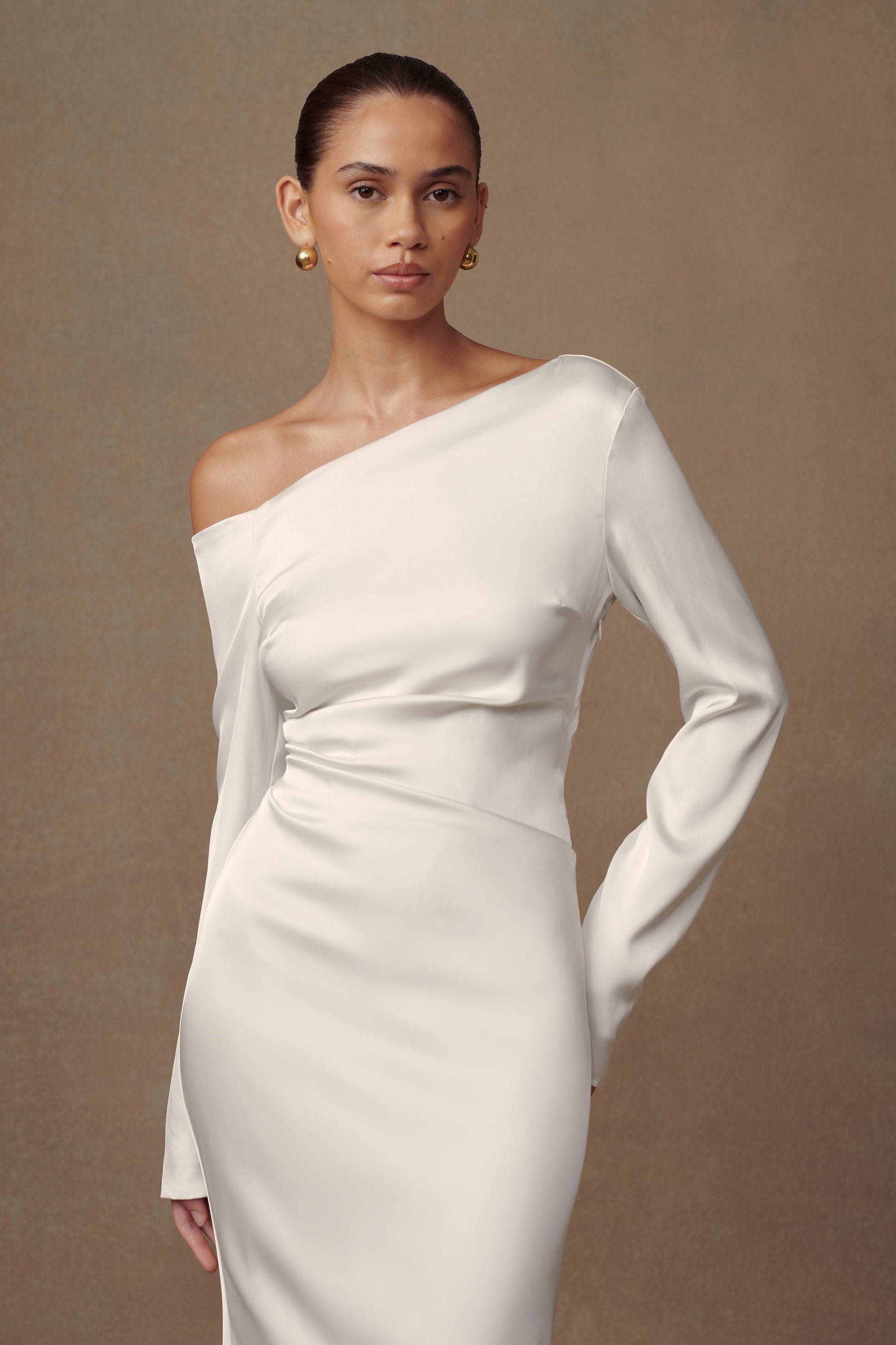 Avery Long Sleeve Maxi Dress / Ivory | MESHKI | XXS Avery Long Sleeve Maxi Dress / Ivory | MESHKI | XXS