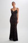 Joelle Lace Cupped Maxi Dress - Chocolate
