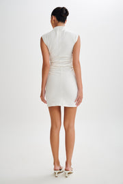 Melania High Neck Mini Dress - White