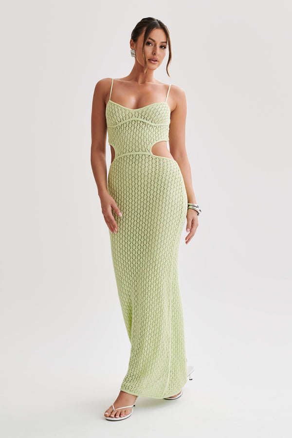 Nerida Knit Cut Out Maxi Dress - Seafoam Green