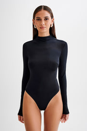 Elani Slinky High Neck Bodysuit - Black
