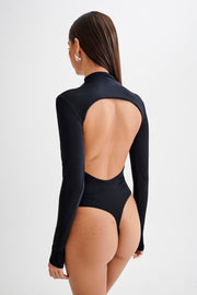 Elani Slinky High Neck Bodysuit - Black