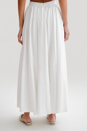 Clarence Linen A-Line Maxi Skirt - White