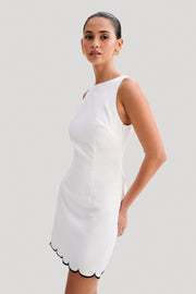 Sofiane Scalloped Linen Mini Dress - Ivory