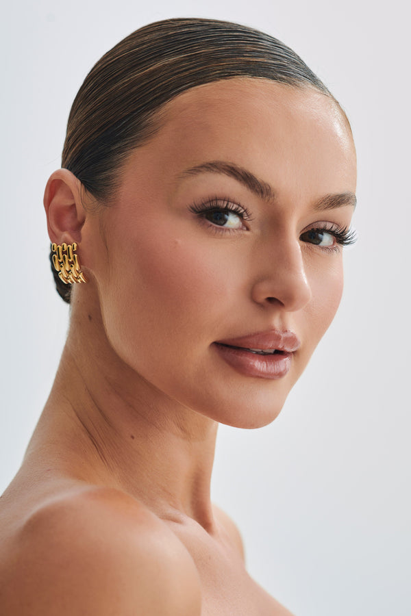 Denise Cross Hatch Earrings - Gold