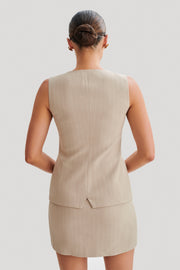 Tracey Suiting Vest - Taupe Pinstripe