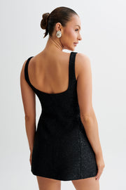 Beth Tweed Mini Dress - Black