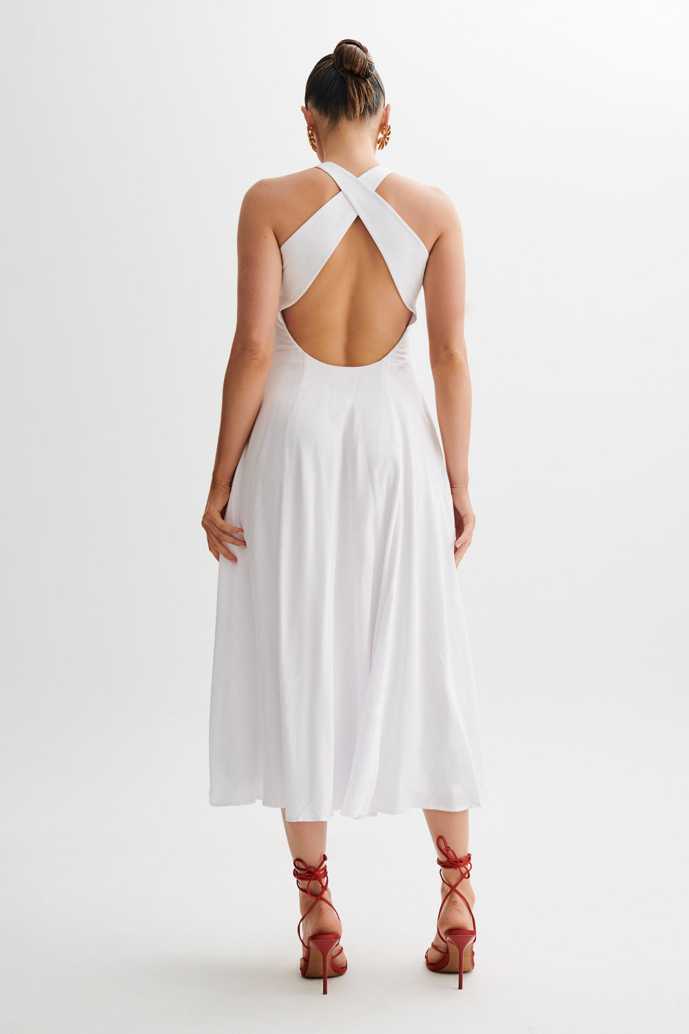 Carabella Cross Back Midi Dress - White