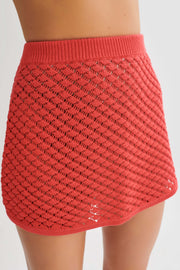 Lorenza Knit A-Line Mini Skirt - Pomegranate