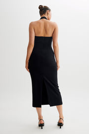 Amelita Suiting Halter Midi Dress - Black