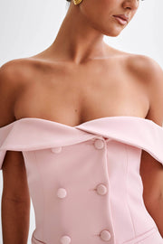 Krista Strapless Suiting Top - Baby Pink