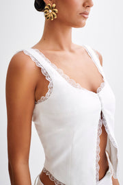 Franca Linen Sleeveless Top - White