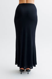 Bruna Slinky Fishtail Maxi Skirt - Black