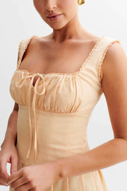 Donna Cotton Ruched Mini Dress - Peach