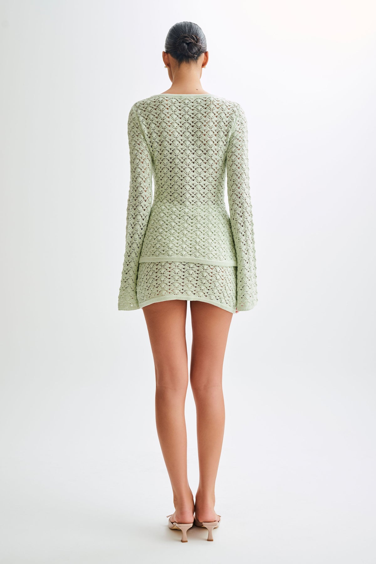 Murphy Long Sleeve Knit Shell Button Cardigan - Pastel Green #10