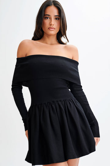 Long Sleeve Mini Dress - Black
