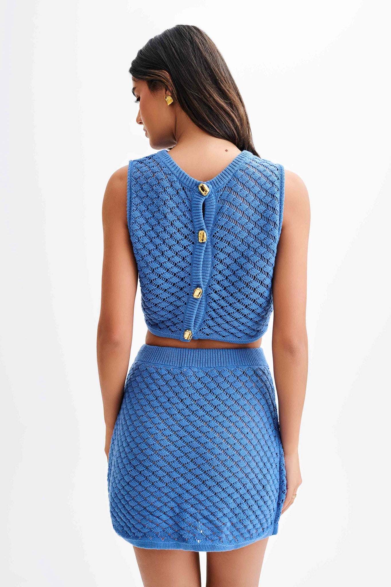 Lorenza Knit A-Line Mini Skirt - Periwinkle | MESHKI US