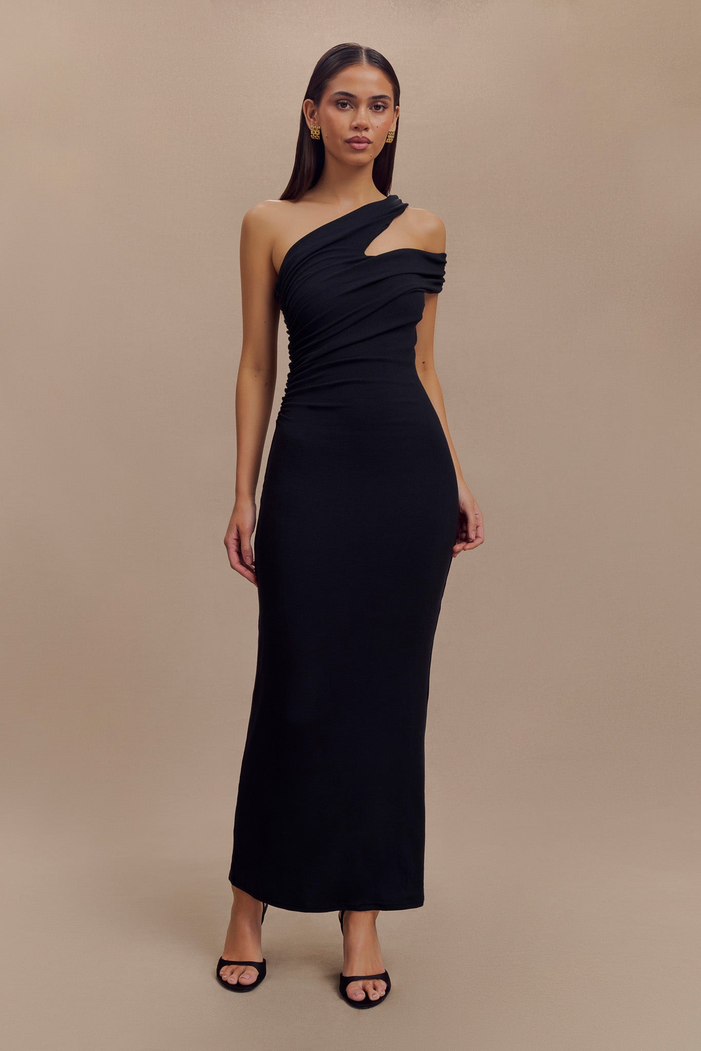 Anastasia One Shoulder Modal Midi Dress / Black | Meshki | XL Anastasia One Shoulder Modal Midi Dress / Black | Meshki | XL