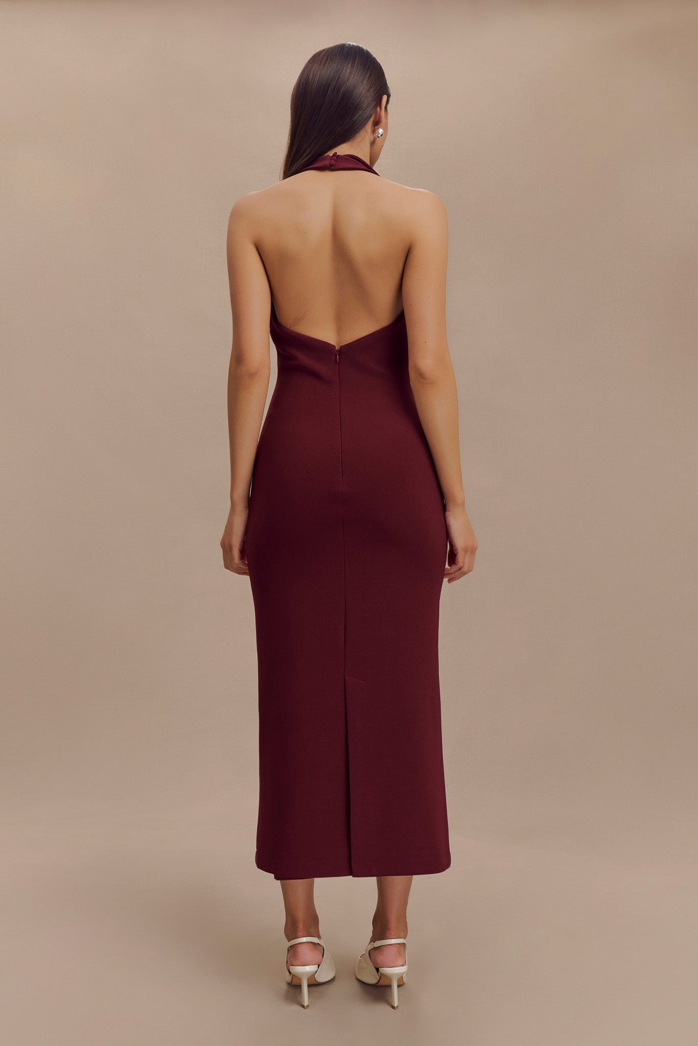 burgundy halter dress midi Lulus | Burgundy Halter Cutout Twist-Front Midi Dress | Womens | X-Small (Available in XXS, S, M, L, XL)