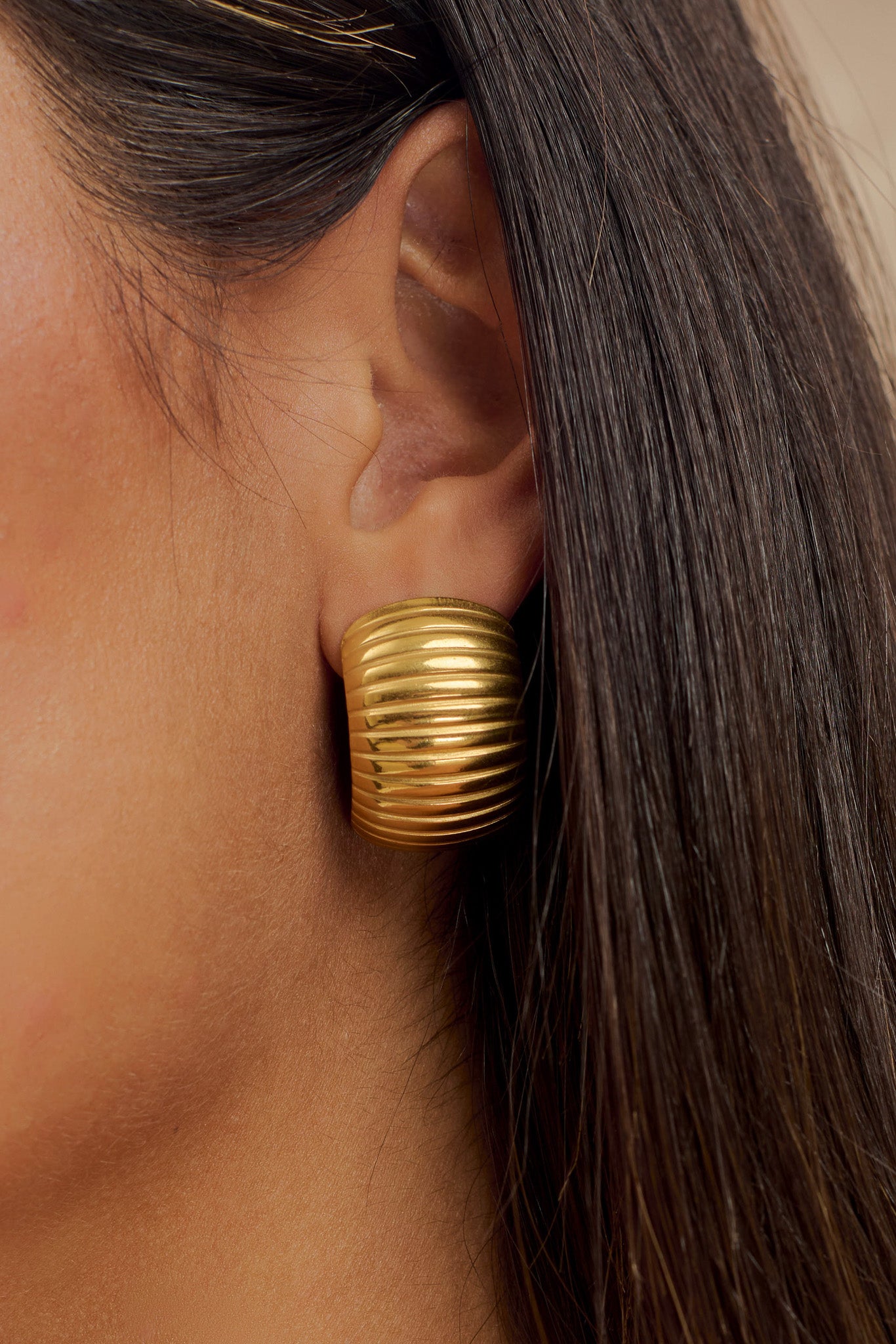 Amelia Textured Hoop - Gold #7