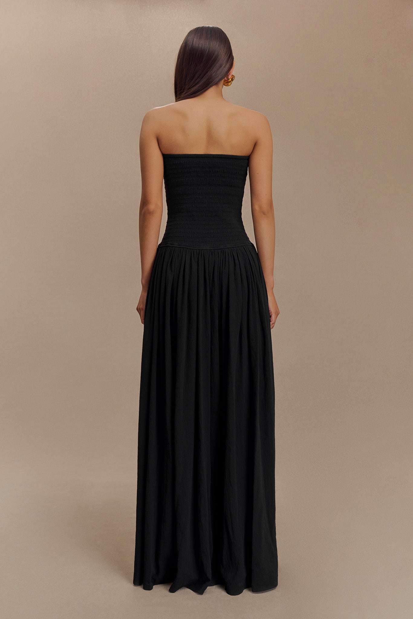 Maureen Cotton Shirring Maxi Dress / Black | MESHKI | XS Maureen Cotton Shirring Maxi Dress / Black | MESHKI | XS